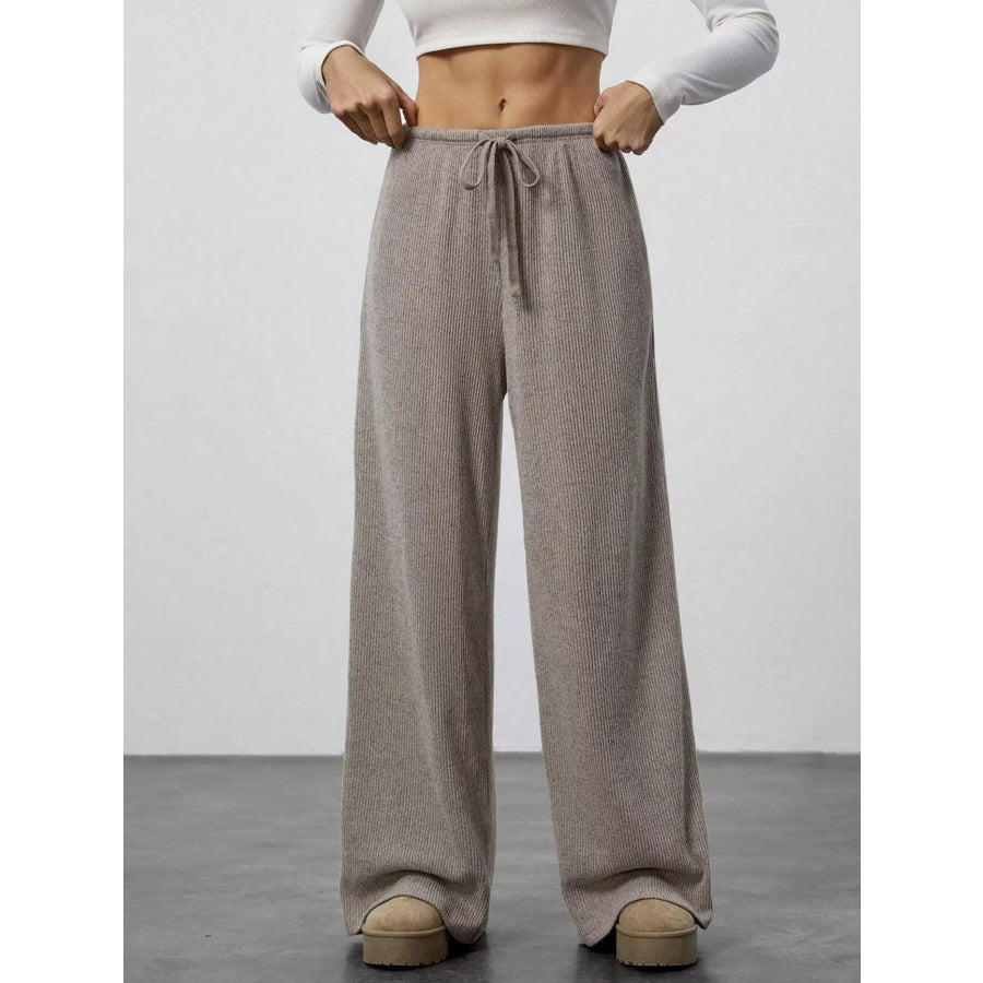 Relaxed Fit Wide Leg Pants Mocha / S Apparel and Accessories