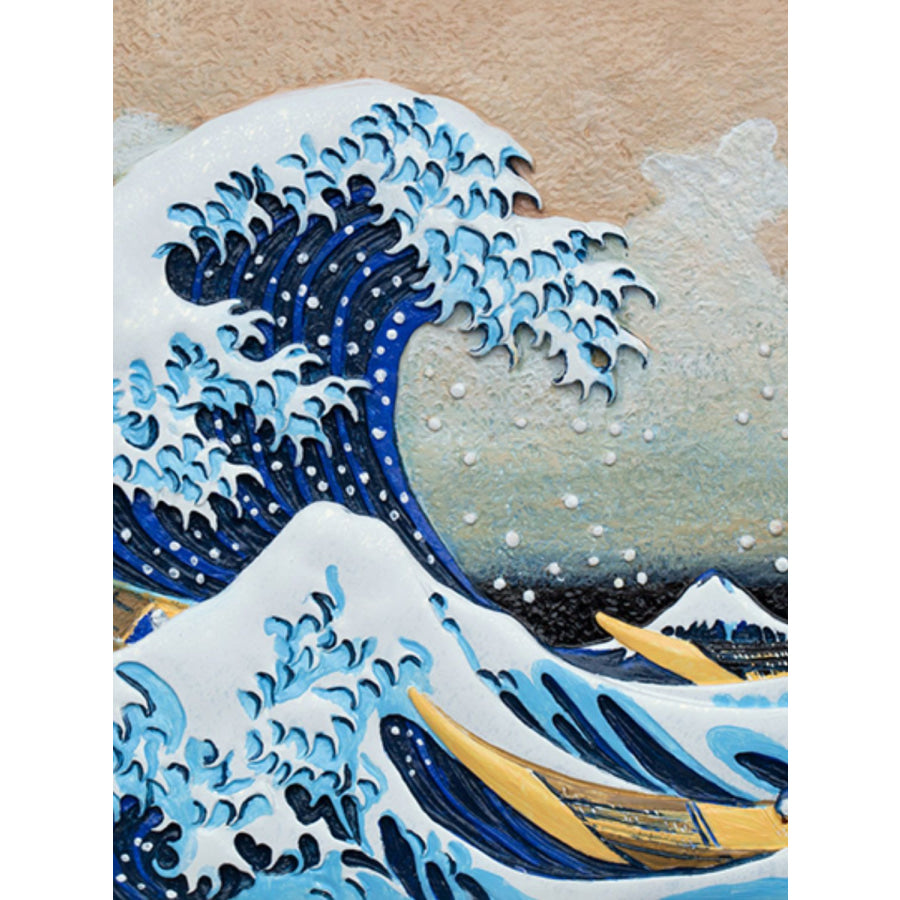 Relief The Great Wave off Kanagawa 3D Acrylic Painting Kanagawa / One Size Apparel and Accessories