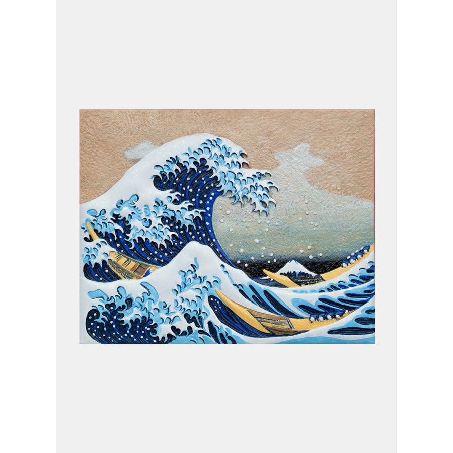 Relief The Great Wave off Kanagawa 3D Acrylic Painting Kanagawa / One Size Apparel and Accessories