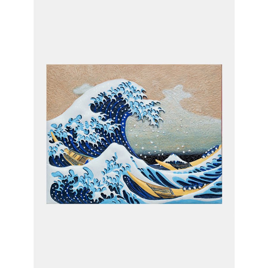 Relief The Great Wave off Kanagawa DIY 3D Oil Painting Kit Kanagawa / One Size Apparel and Accessories