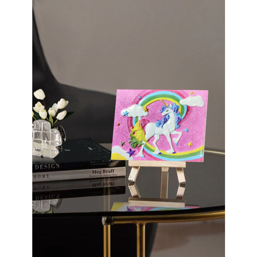 Relief Unicorn 3D Acrylic Painting Unicorn / One Size Apparel and Accessories