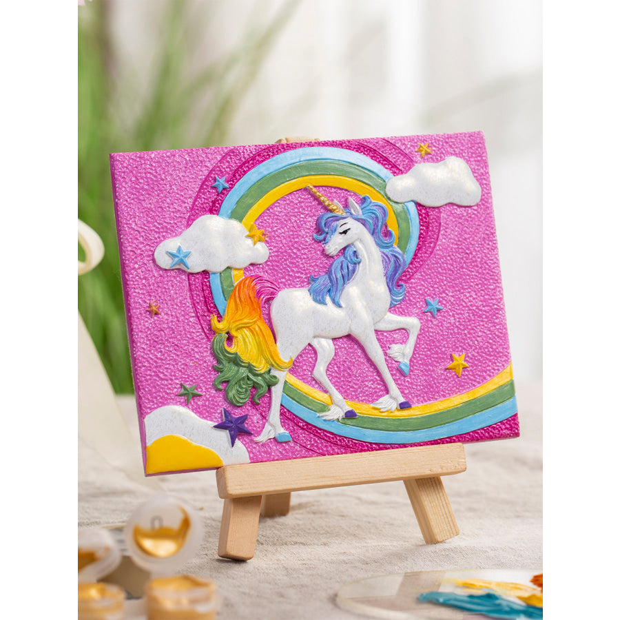 Relief Unicorn DIY 3D Oil Painting Kit Unicore / One Size Apparel and Accessories