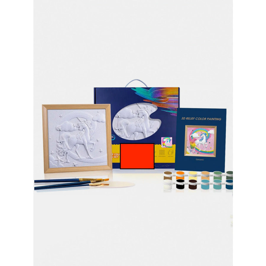 Relief Unicorn DIY 3D Oil Painting Kit Unicore / One Size Apparel and Accessories