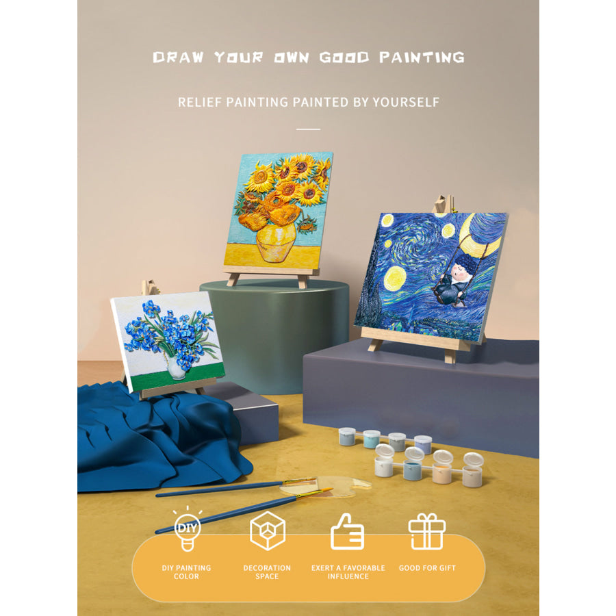 Relief Van Gogh’s Starry Night DIY 3D Oil Painting Kit Starry Night / One Size Apparel and Accessories