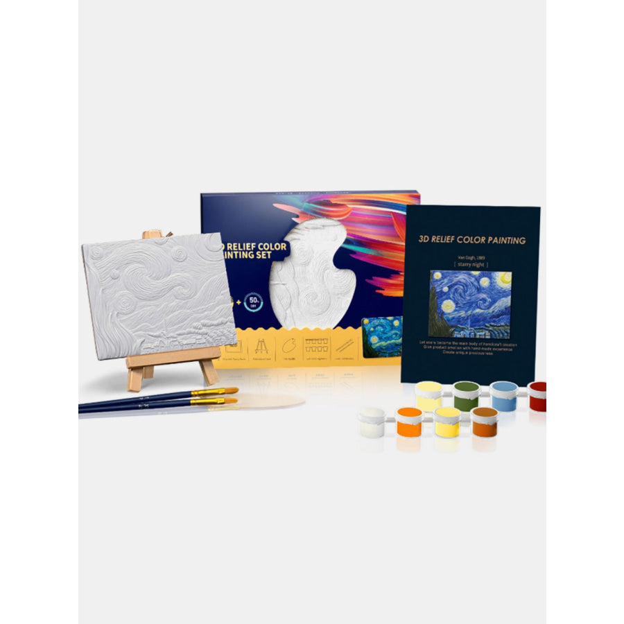 Relief Van Gogh’s Starry Night DIY 3D Oil Painting Kit Starry Night / One Size Apparel and Accessories