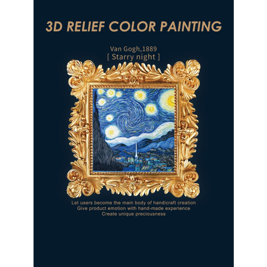 Relief Van Gogh’s Starry Night DIY 3D Oil Painting Kit Starrynight / One Size Apparel and Accessories