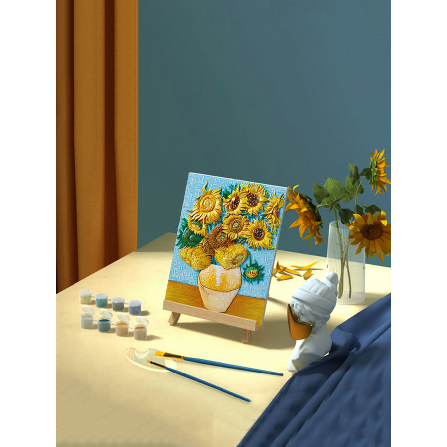 Relief Van Gogh’s Sunflowers DIY 3D Oil Painting Kit Sunflower / One Size Apparel and Accessories