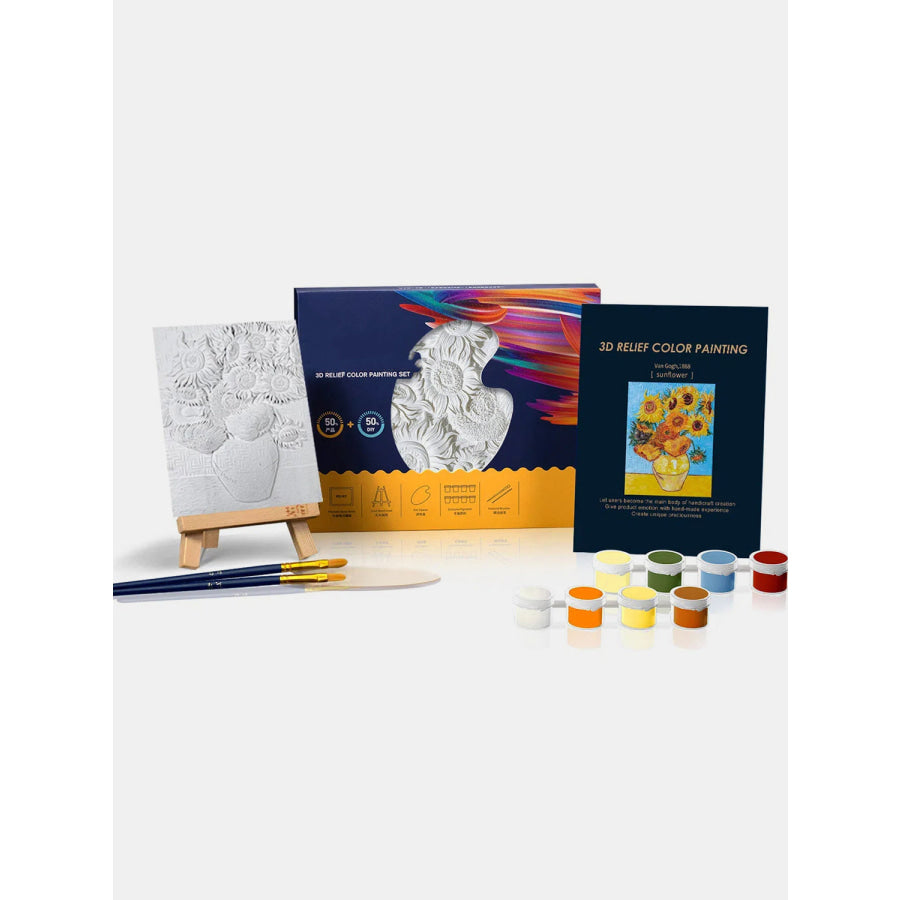 Relief Van Gogh’s Sunflowers DIY 3D Oil Painting Kit Sunflower / One Size Apparel and Accessories