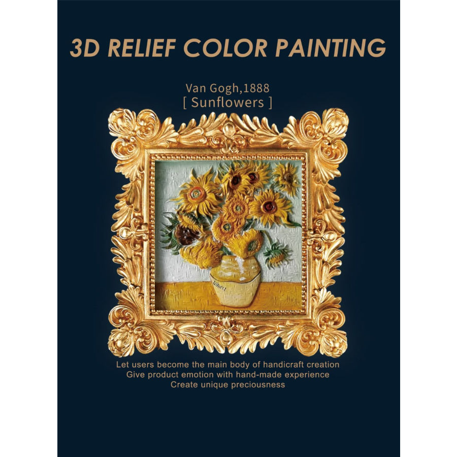 Relief Van Gogh’s Sunflowers DIY 3D Oil Painting Kit Sunflower / One Size Apparel and Accessories