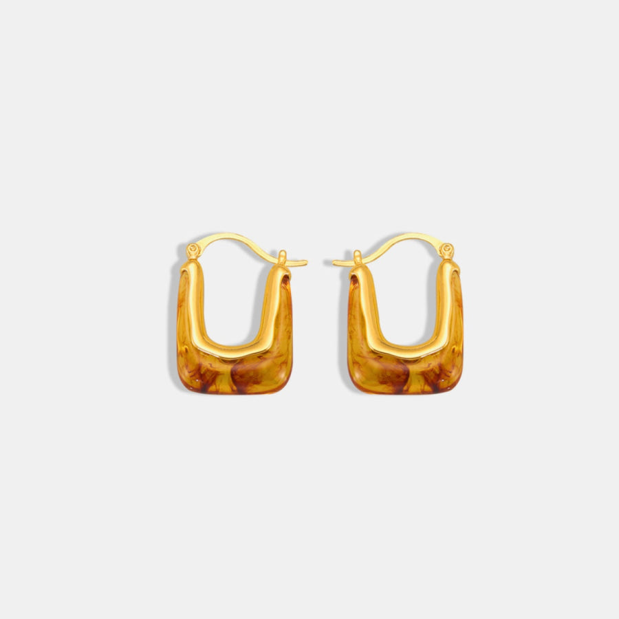 Resin Copper U Shape Earrings Gold / One Size Apparel and Accessories