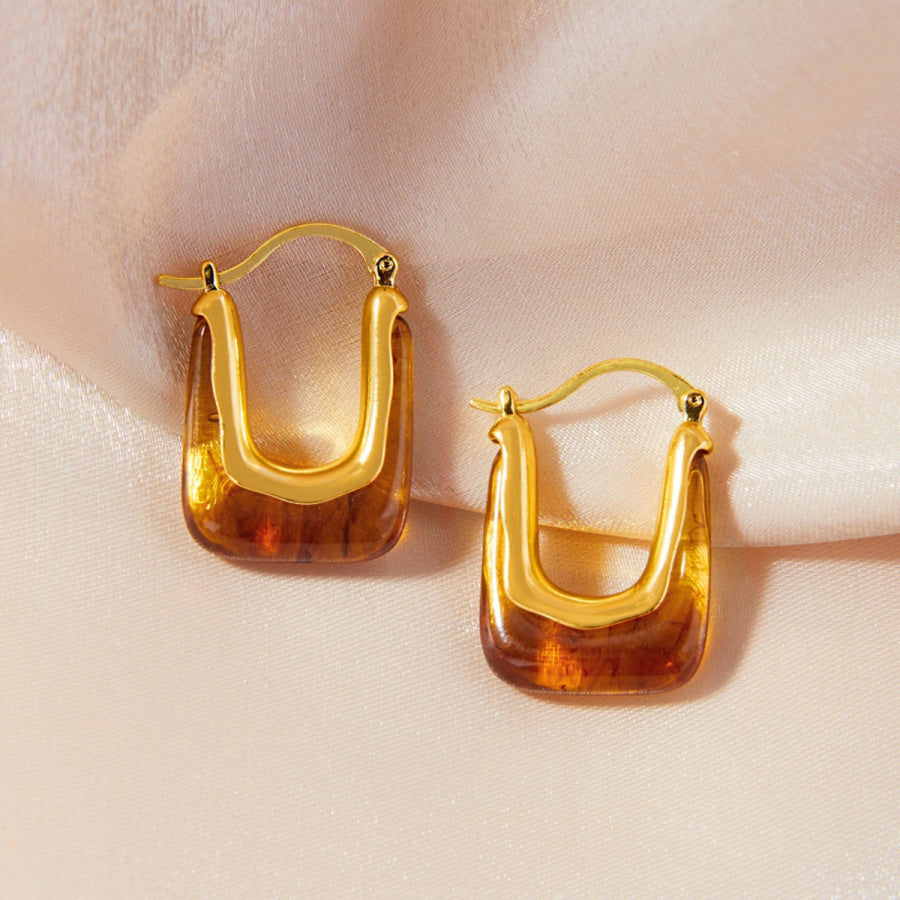 Resin Copper U Shape Earrings Gold / One Size Apparel and Accessories