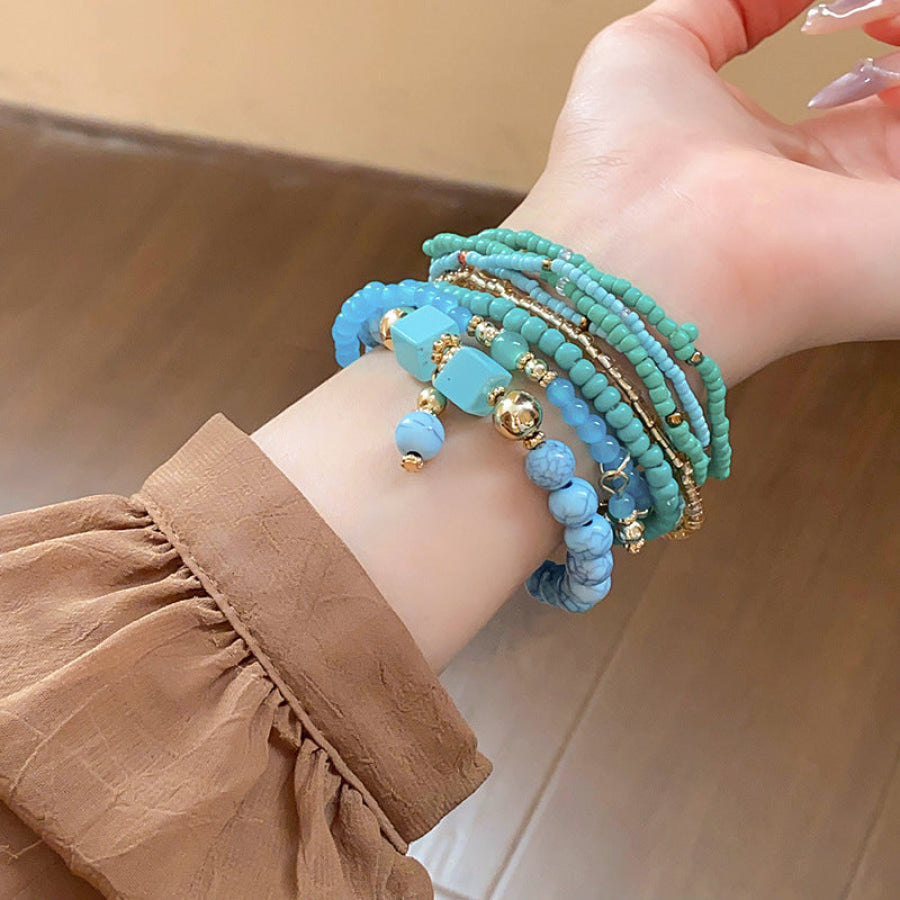 Resin Rice Bead Bracelet Teal / One Size Apparel and Accessories