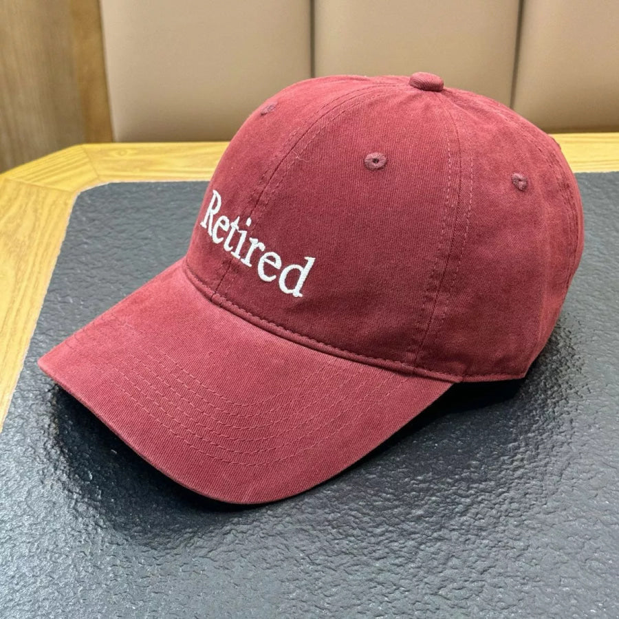 Retired Embroidered Baseball Cap Red / One Size Apparel and Accessories