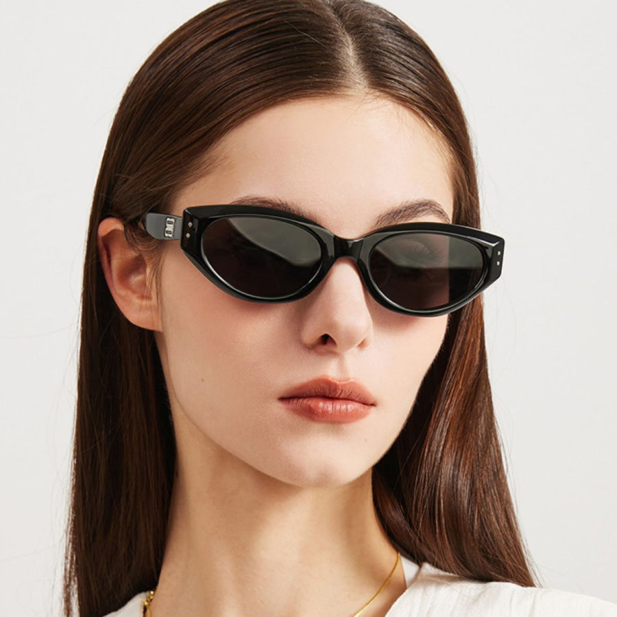 Retro Oval Frame Sunglasses Black / ONESIZE Apparel and Accessories