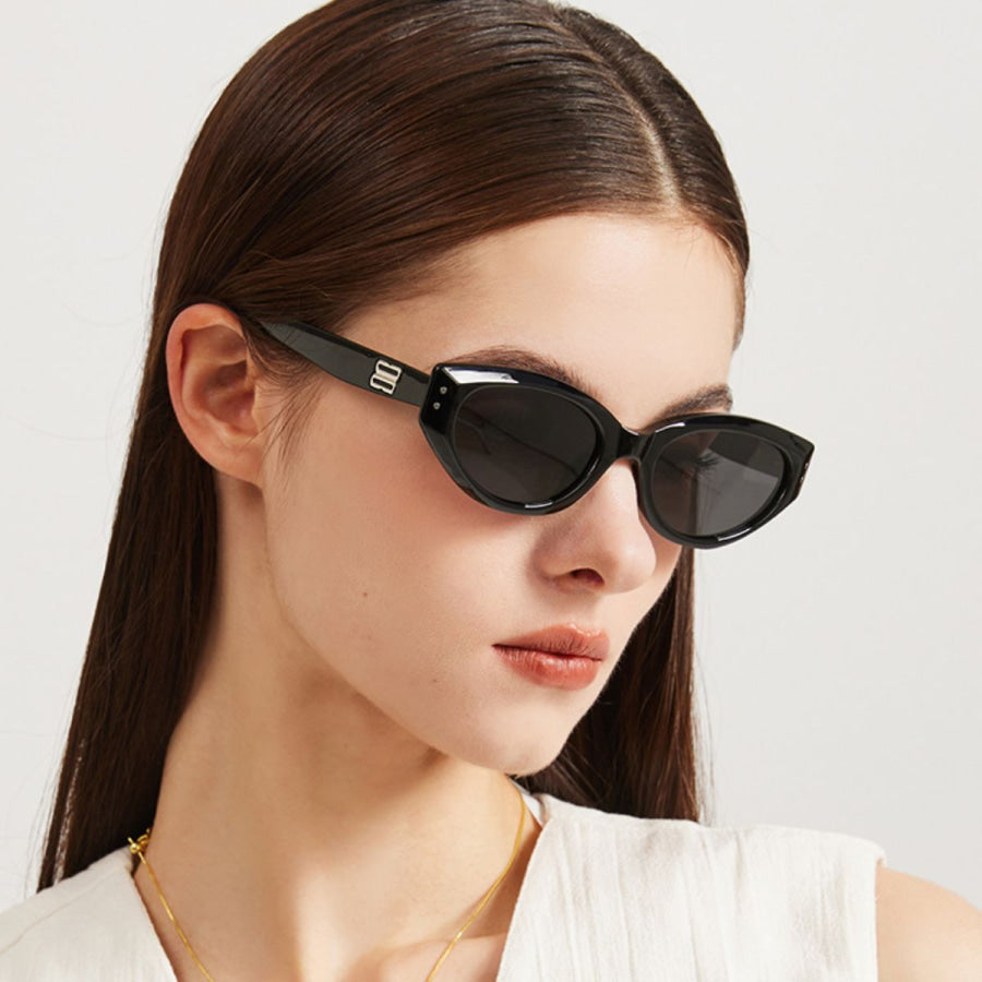 Retro Oval Frame Sunglasses Black / ONESIZE Apparel and Accessories