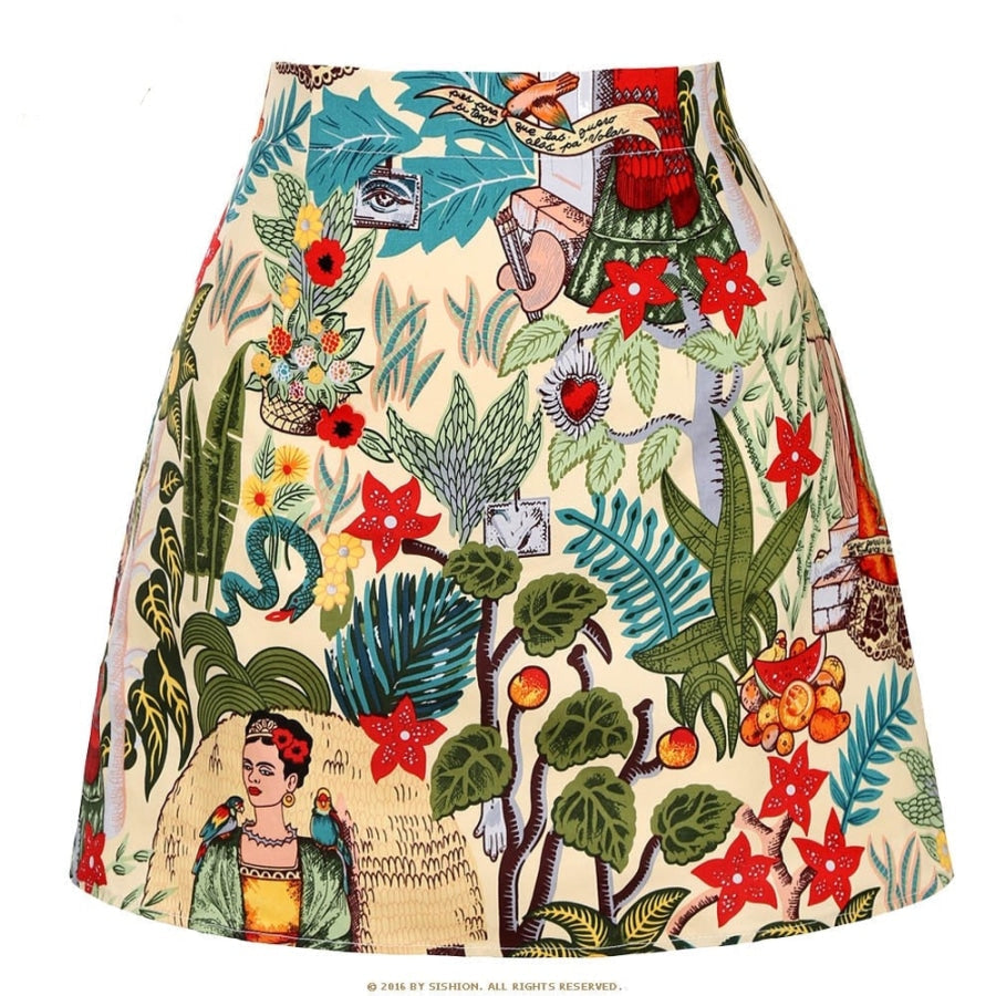 Retro Print Mini Skirt - Assorted Prints 08apricotfri / S Skirts