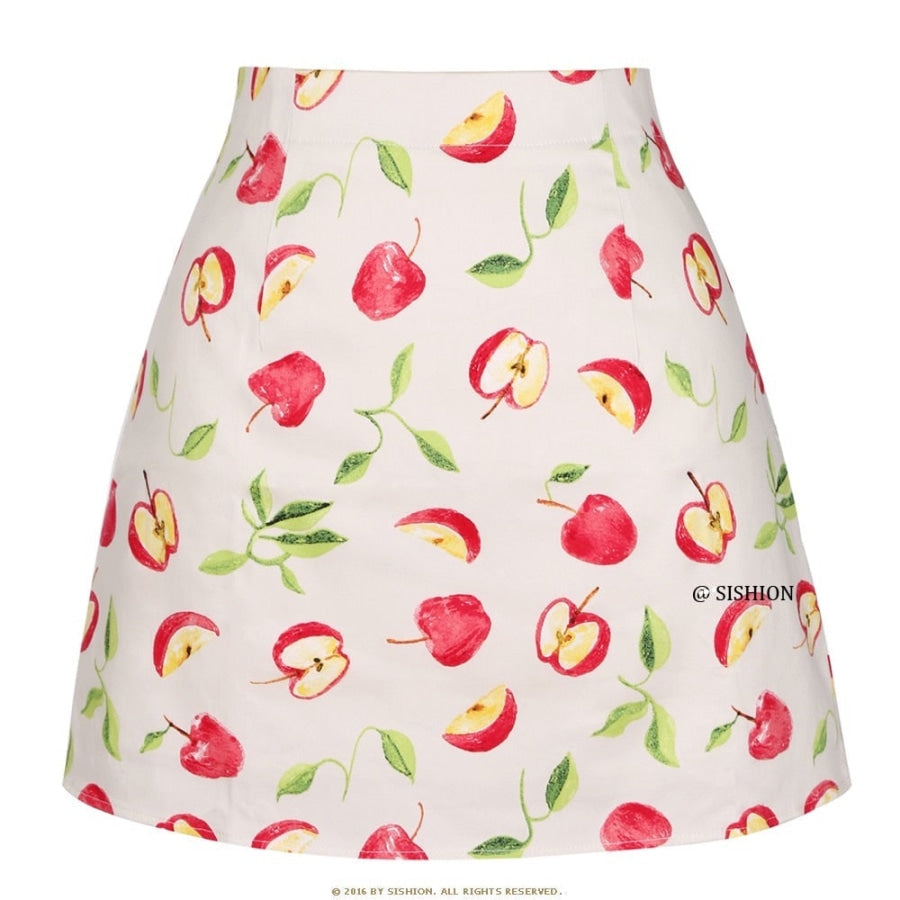 Retro Print Mini Skirt - Assorted Prints 08Beigeapples / S Skirts