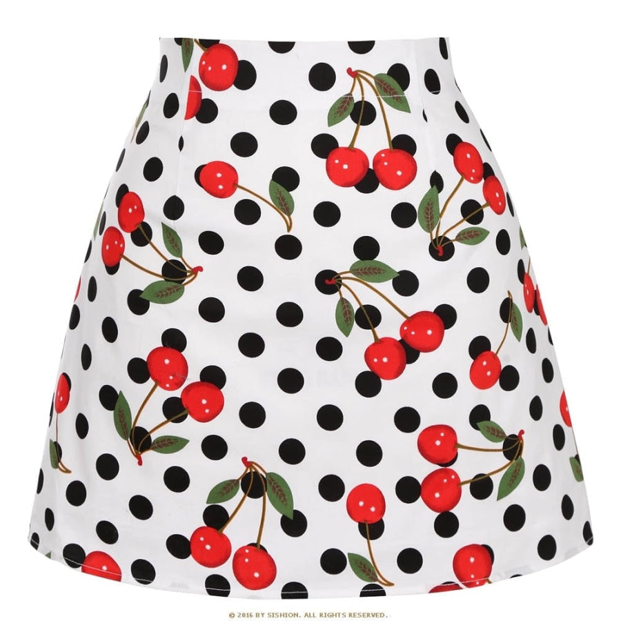 Retro Print Mini Skirt - Assorted Prints 08cherrydot / S Skirts