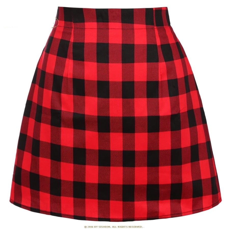Retro Print Mini Skirt - Assorted Prints 08red Plaid / S Skirts