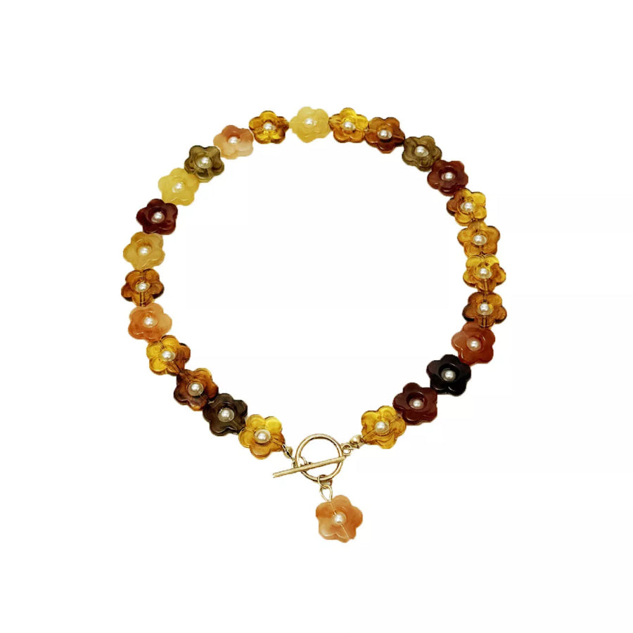 Retro Resin Flower Charm Necklace Yx1350/gold / onesize Apparel and Accessories