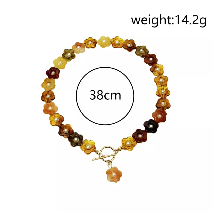 Retro Resin Flower Charm Necklace Yx1350/gold / onesize Apparel and Accessories