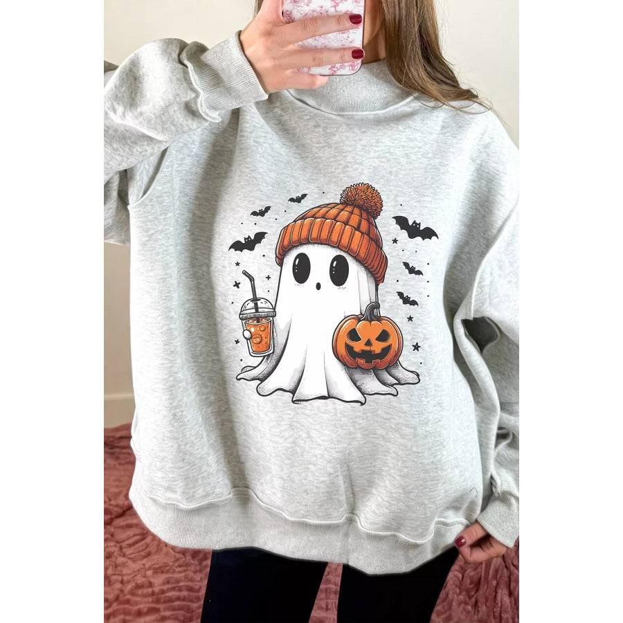Reversible Halloween Graphic Mock Neck Tunic Sweatshirt Apparel and Accessories