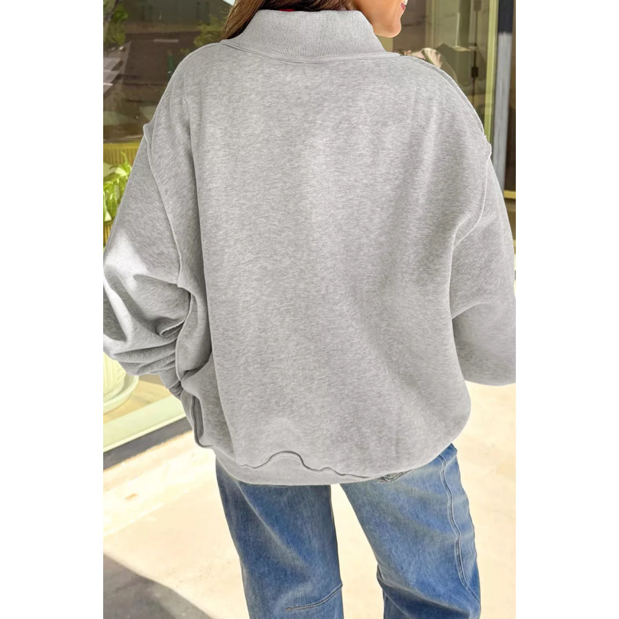 Reversible Halloween Graphic Mock Neck Tunic Sweatshirt Apparel and Accessories