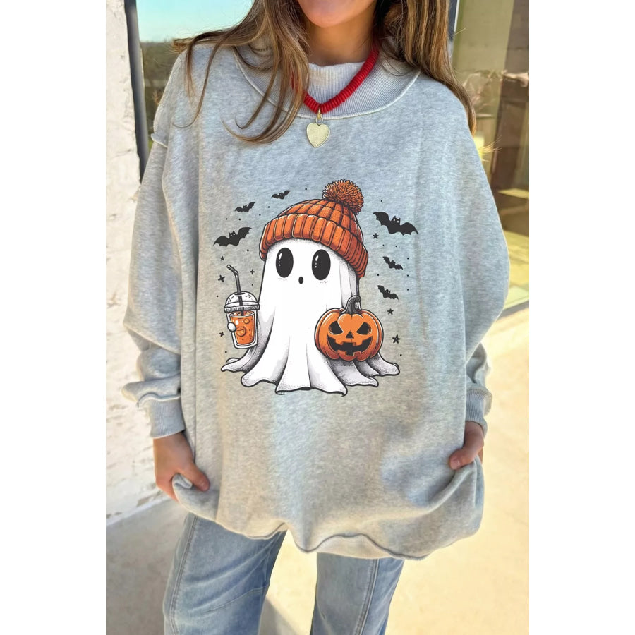 Reversible Halloween Graphic Mock Neck Tunic Sweatshirt Apparel and Accessories