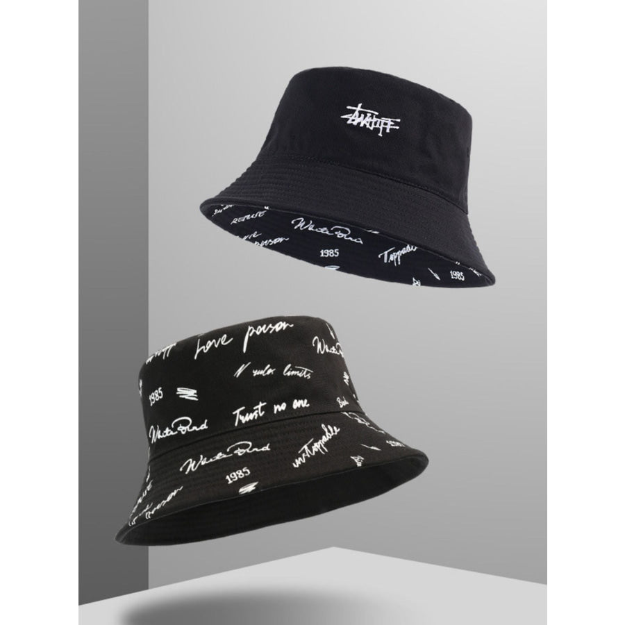 Reversible Printed Bucket Hat Black / One Size Apparel and Accessories
