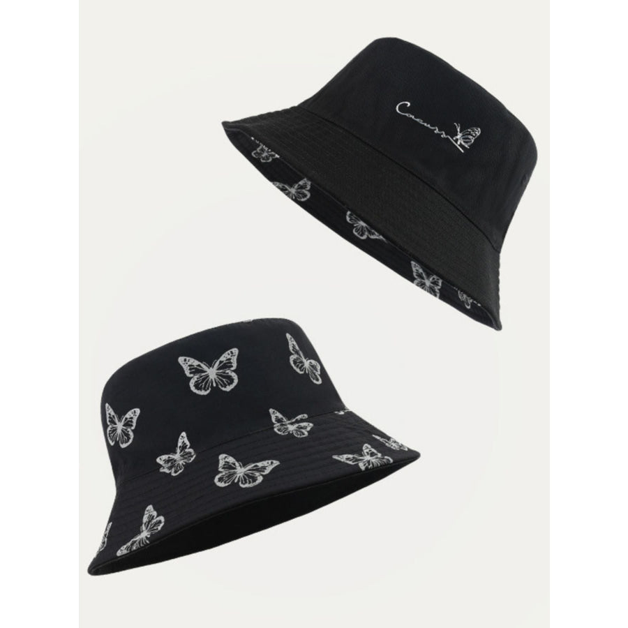 Reversible Printed Bucket Hat Black / One Size Apparel and Accessories
