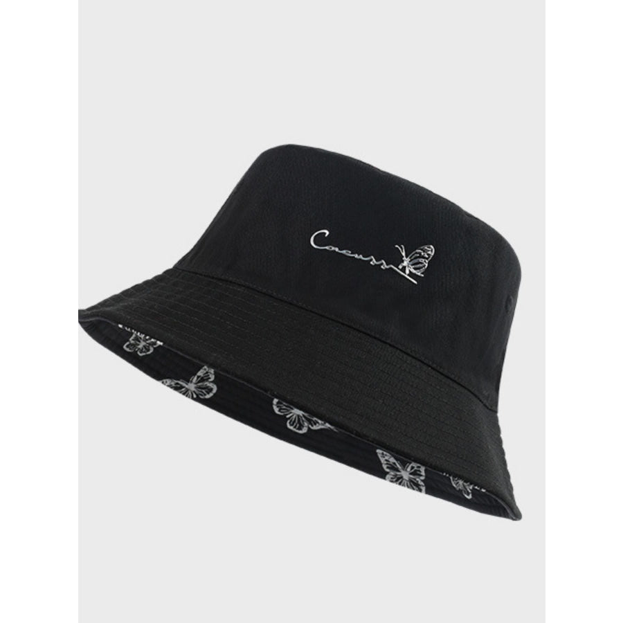 Reversible Printed Bucket Hat Black / One Size Apparel and Accessories