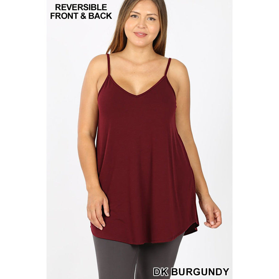 NEW Colours! Reversible Spaghetti Cami V-Neck/Scoop-Neck Dark Burgundy / 1XL Tops