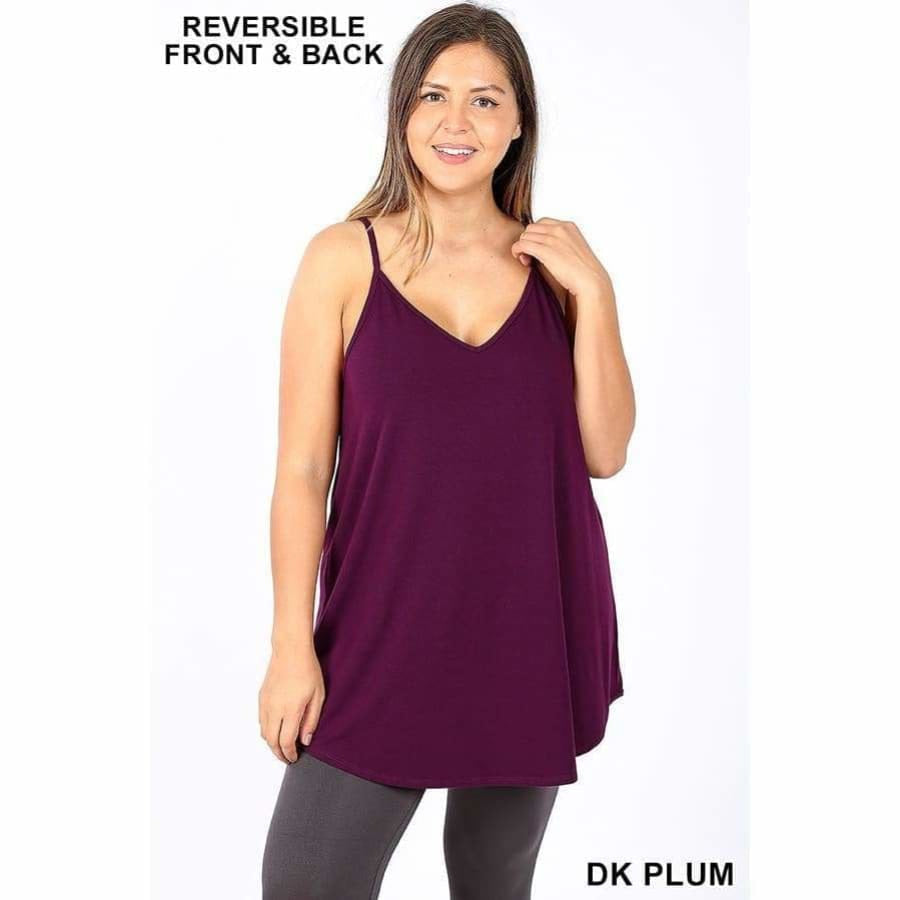 NEW Colours! Reversible Spaghetti Cami V-Neck/Scoop-Neck Dark Plum / 1XL Tops