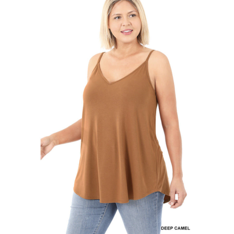 NEW Colours! Reversible Spaghetti Cami V-Neck/Scoop-Neck Deep Camel / 1XL Tops