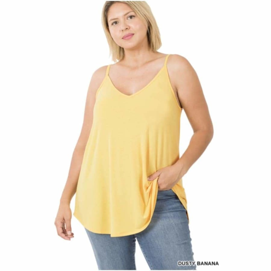 NEW Colours! Reversible Spaghetti Cami V-Neck/Scoop-Neck Dusty Banana / 1XL Tops