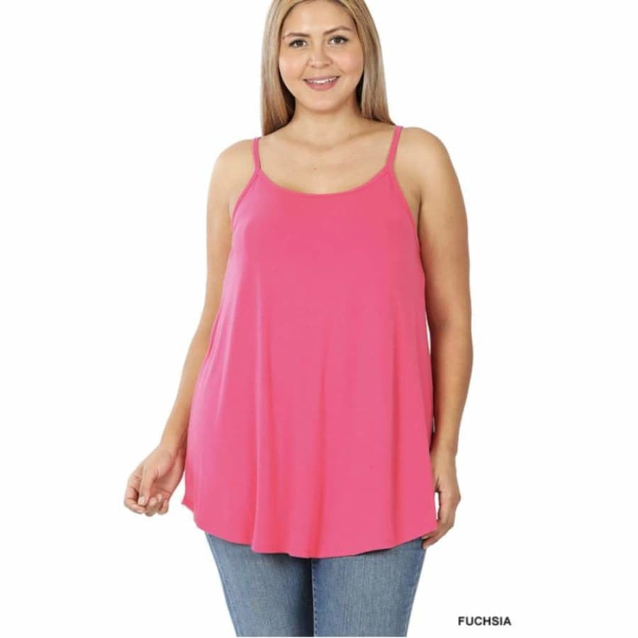 NEW Colours! Reversible Spaghetti Cami V-Neck/Scoop-Neck Fuchsia / 1XL Tops