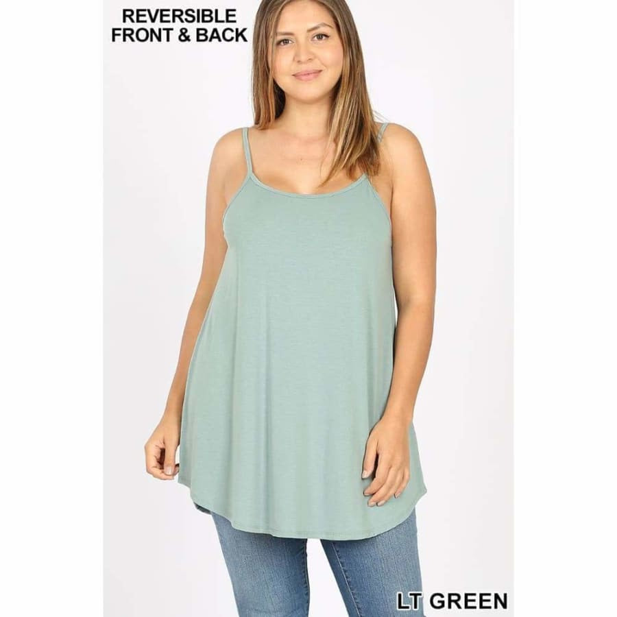 NEW Colours! Reversible Spaghetti Cami V-Neck/Scoop-Neck Light Green / 1XL Tops