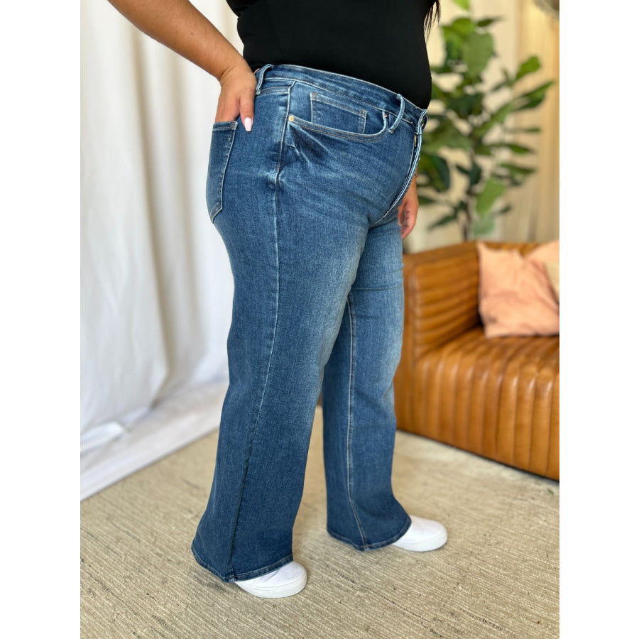 RFM Full Size High Rise Tummy Control Wide Leg Jeans Apparel and Accessories