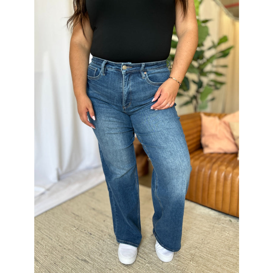 RFM Full Size High Rise Tummy Control Wide Leg Jeans Medium / 3 Apparel and Accessories