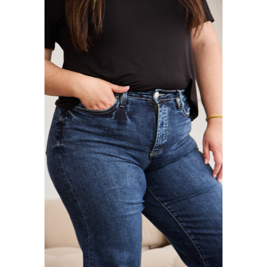 RFM Full Size Tummy Control High Waist Raw Hem Jeans Apparel and Accessories