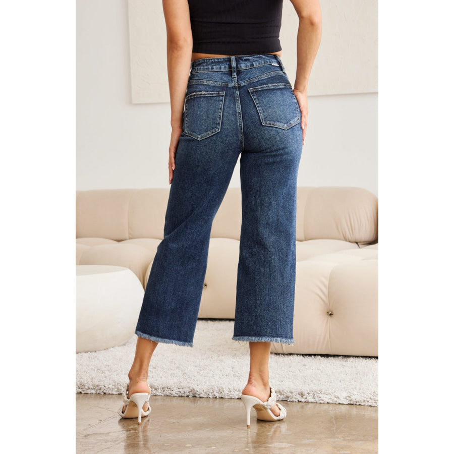 RFM Full Size Tummy Control High Waist Raw Hem Jeans Apparel and Accessories