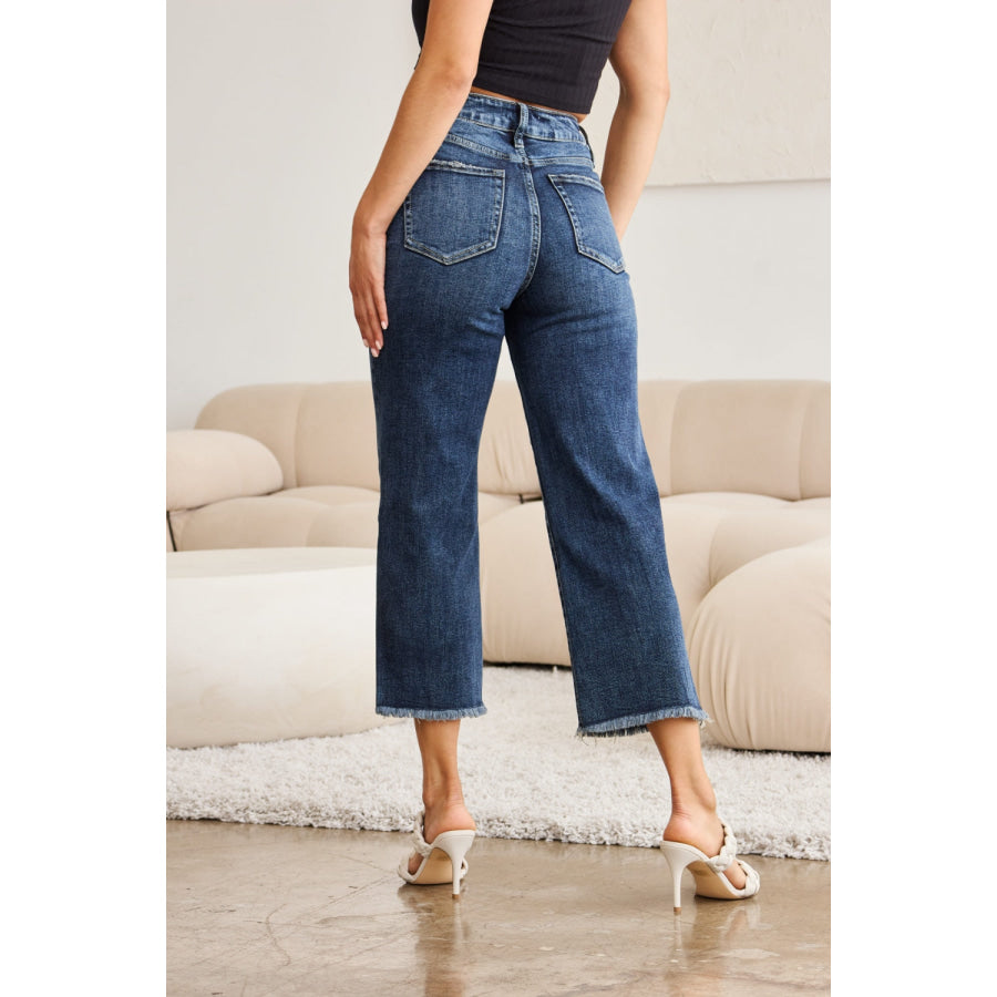 RFM Full Size Tummy Control High Waist Raw Hem Jeans Apparel and Accessories