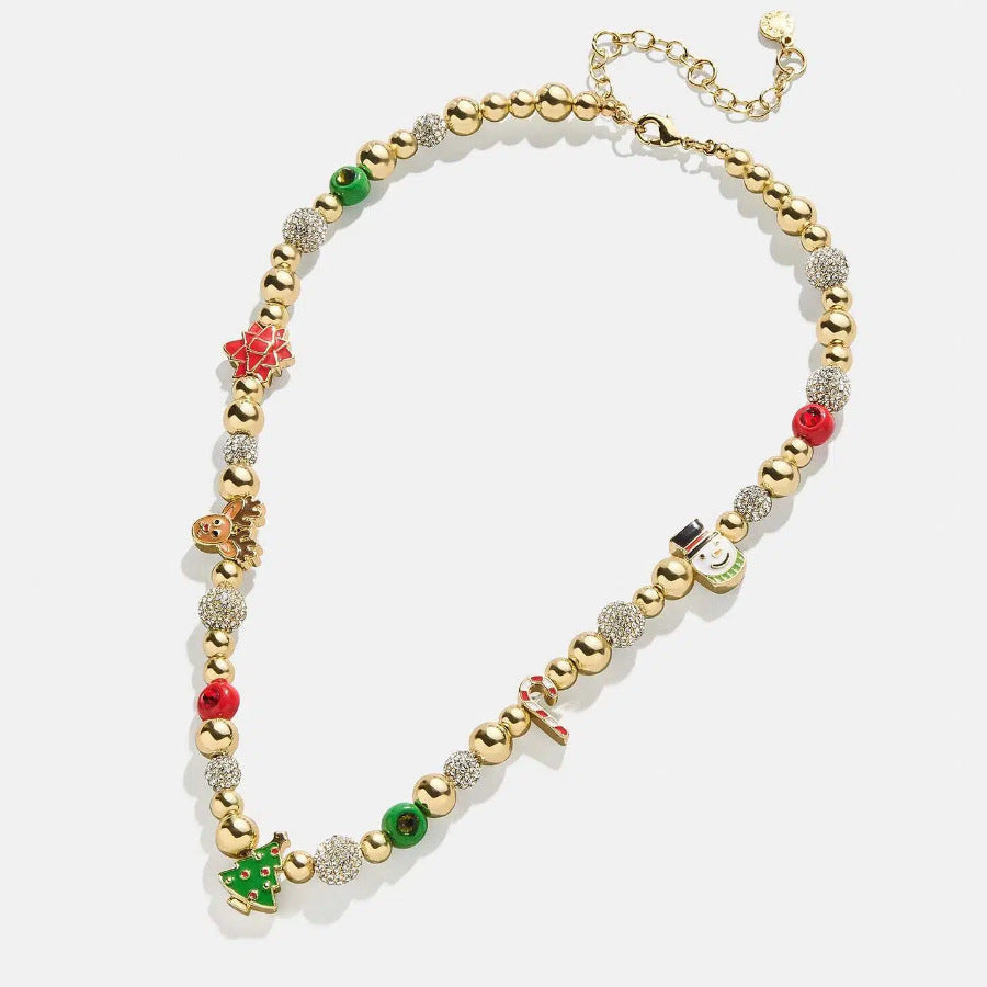 Rhinestone 14K Gold-Plated Beaded Necklace Multicolor / One Size Apparel and Accessories