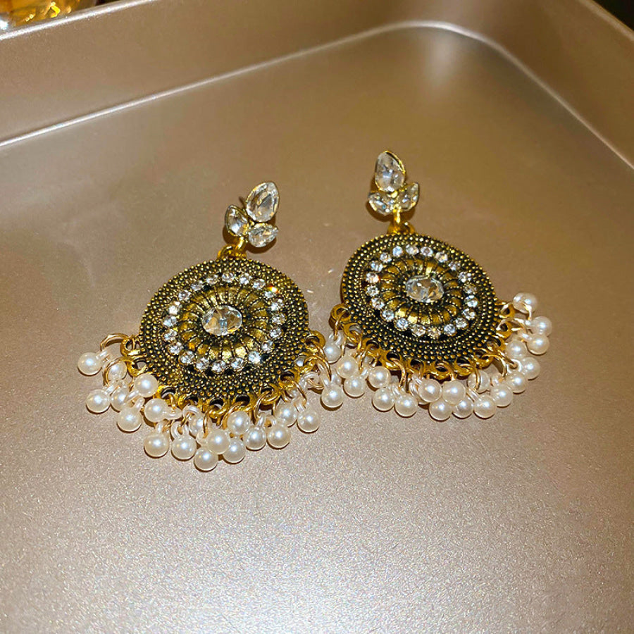 Rhinestone Alloy Bead Dangle Earrings Apparel and Accessories