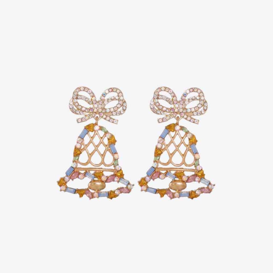 Rhinestone Alloy Christmas Bell Earrings Transparent / One Size