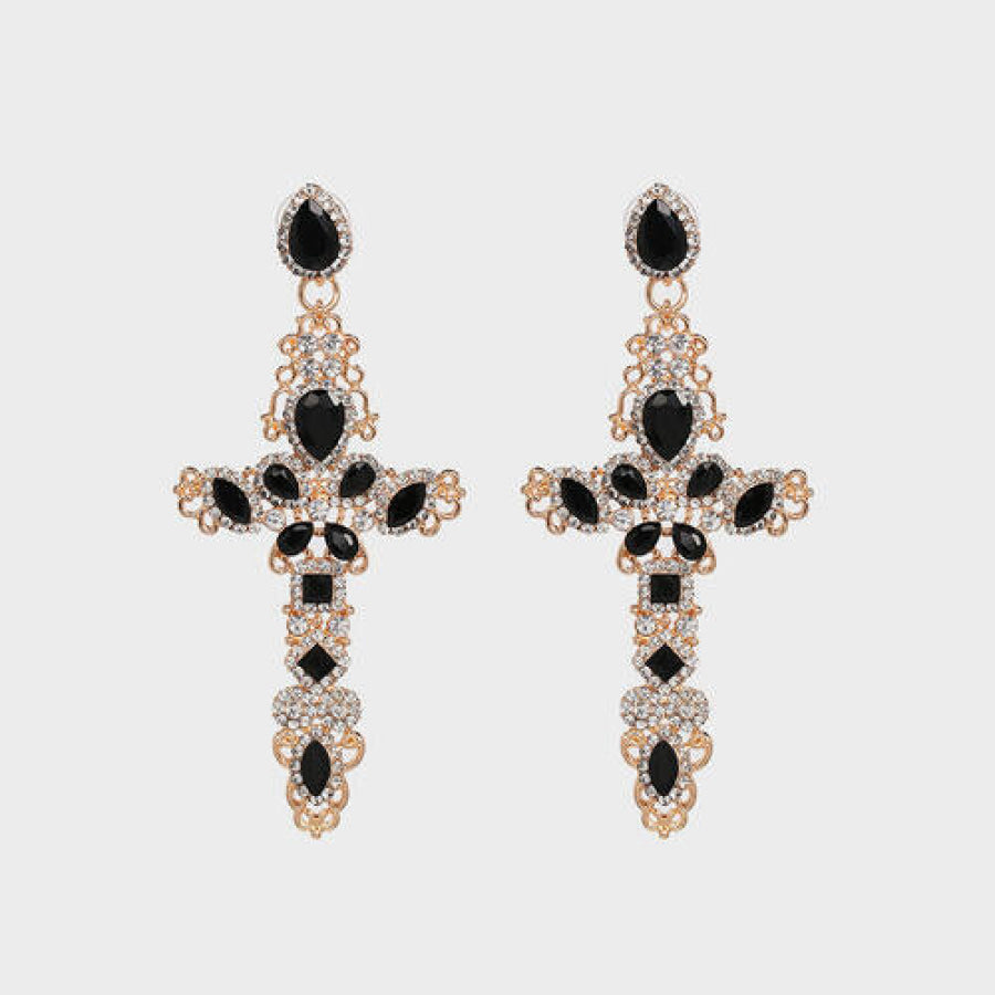 Rhinestone Alloy Cross Earrings Multicolor / One Size