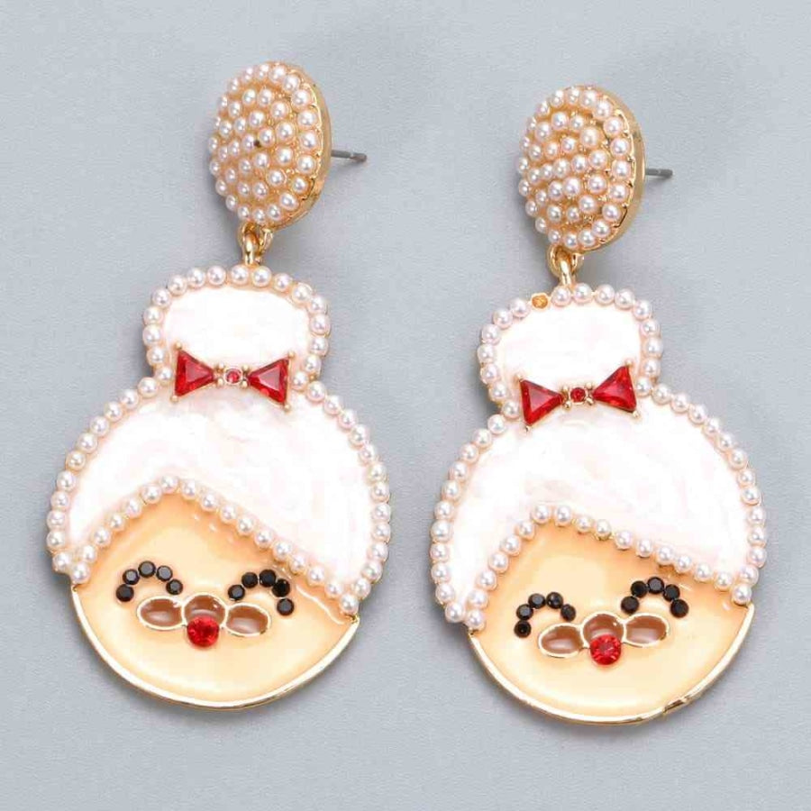 Rhinestone Alloy Mrs. Claus Earrings Clothing