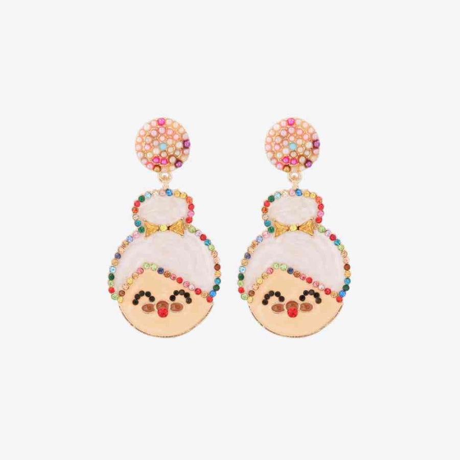 Rhinestone Alloy Mrs. Claus Earrings Multicolor / One Size Clothing