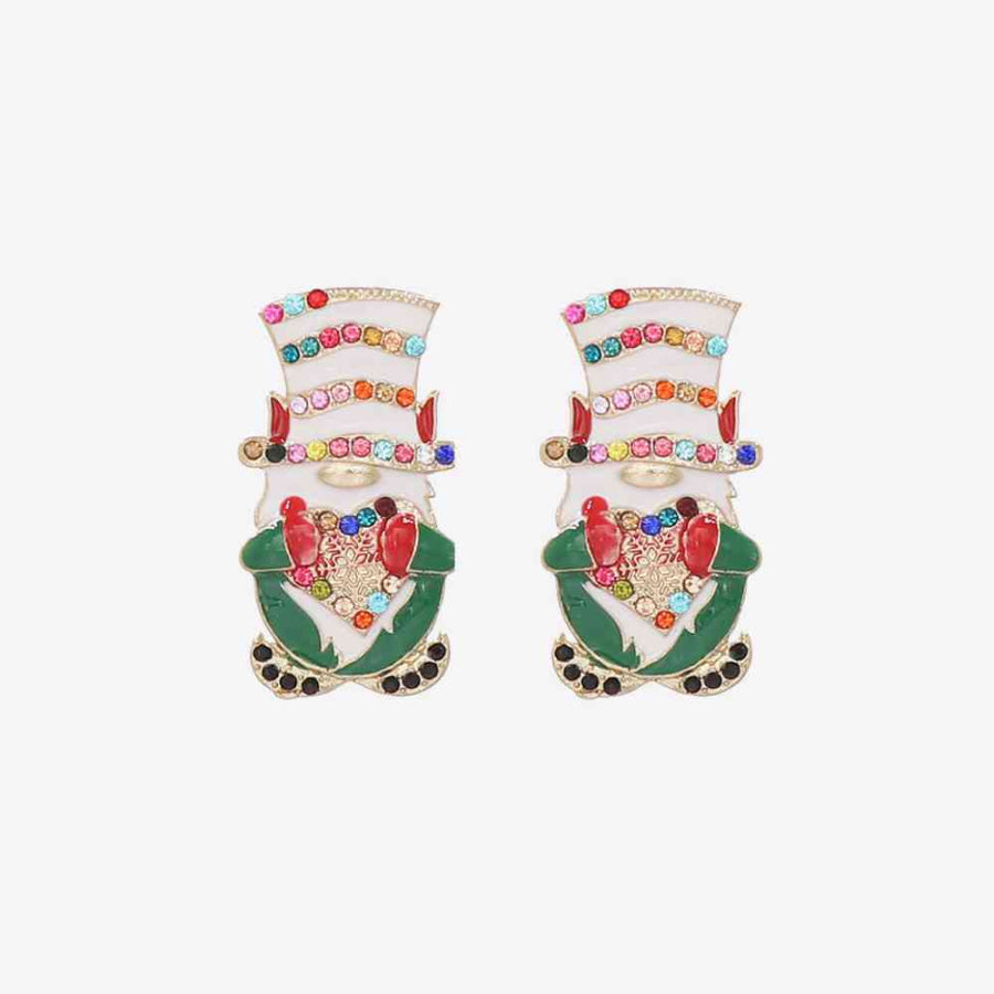 Rhinestone Alloy Santa Earrings Multicolor / One Size
