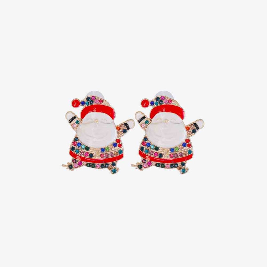 Rhinestone Alloy Santa Earrings Multicolor / One Size